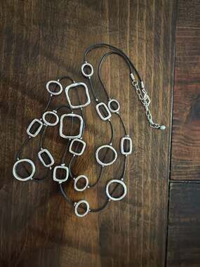 Chico's Silver Tone Geometric Mixed Shape Cordon Necklace